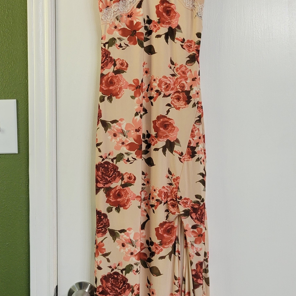 Jessica Simpson Floral Dress with Red and Green Accents